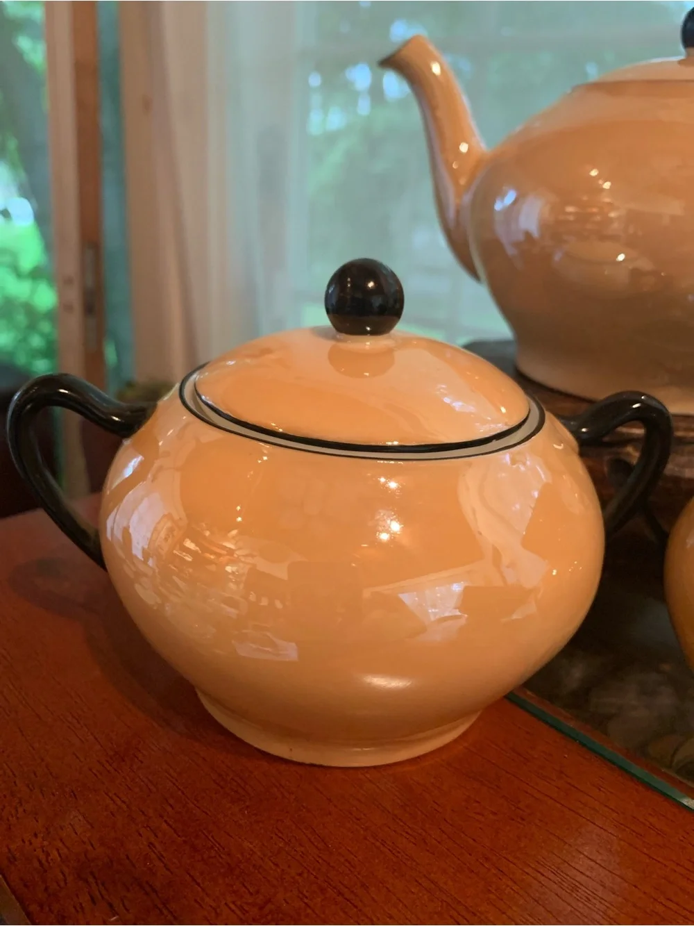 Vtg Czechoslovakian Peach Lusterware Tea Service Set